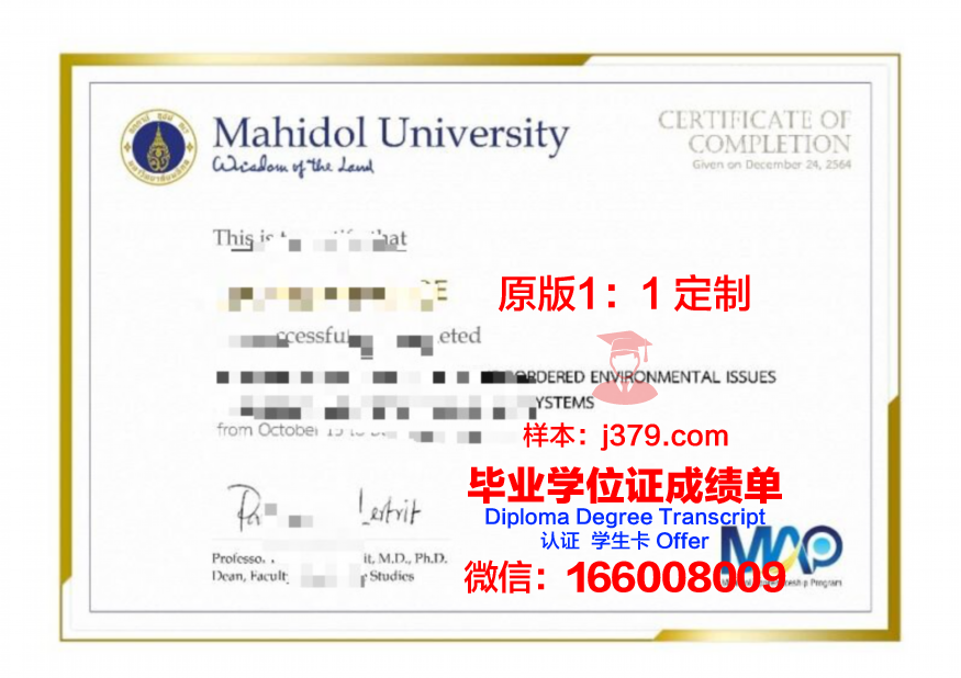 玛希隆大学毕业证模板(玛希隆大学专业设置)