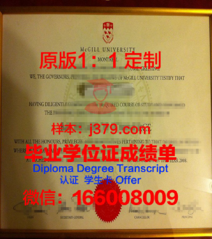 麦吉尔大学硕士（研究生）毕业证 McGill University diploma