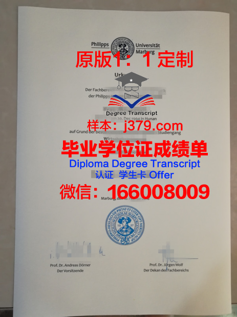 马尔堡大学毕业证图片Philipps-Universitat Marburg  Diploma