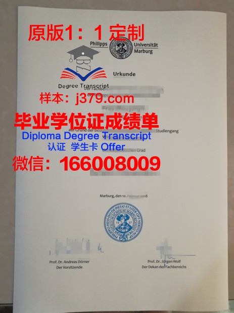 马尔堡大学毕业证图片Philipps-Universitat Marburg  Diploma